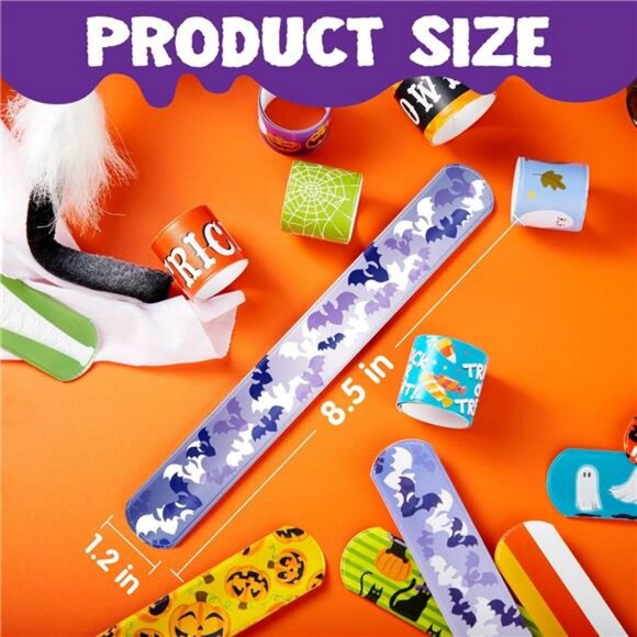 48 PCS Halloween Slap Bracelets for Kids, Friendship Bracelets Bulk - Picture 5 of 8